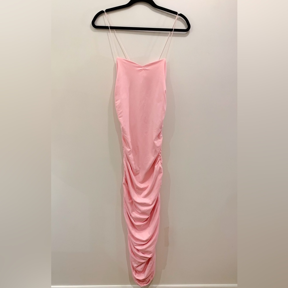 Bright Pink Ruched Tube Dress (never worn)